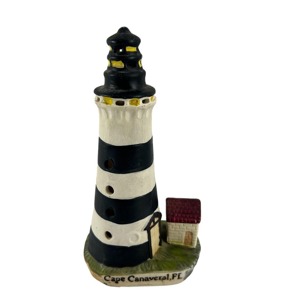 Porcelain Lighthouse Collection Cape Canaveral Florida Figurine Hole for Light